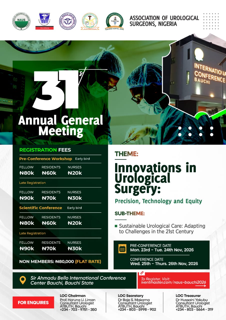 Bauchi 2026!!!!!31st NAUS Scientific Conference and Annual General Meeting, 25 to 26th November, 2026